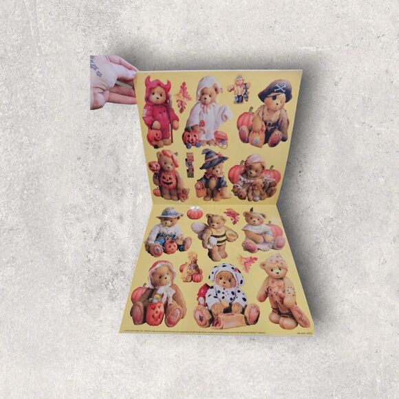 Rare 1999 Cherished Teddies Cling Storage Book Fall & Halloween Window Clings - Picture 4 of 6
